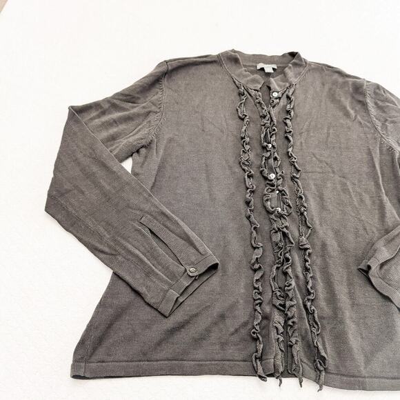 J. Jill Ruffled Cardigan Button Down Top Black Size Medium - Picture 3 of 5